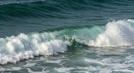 Ocean Wave Crashing with White Foam and Turquoise Water