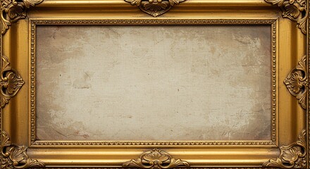 Ornate Gold Picture Frame with Distressed Canvas
