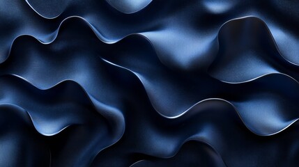 Obraz premium Abstract dark blue wavy fabric texture design.