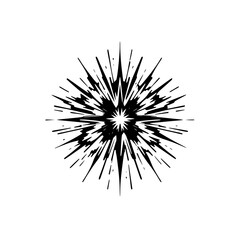 Obraz premium Abstract Black Starburst on White, Comic Book Style Illustration