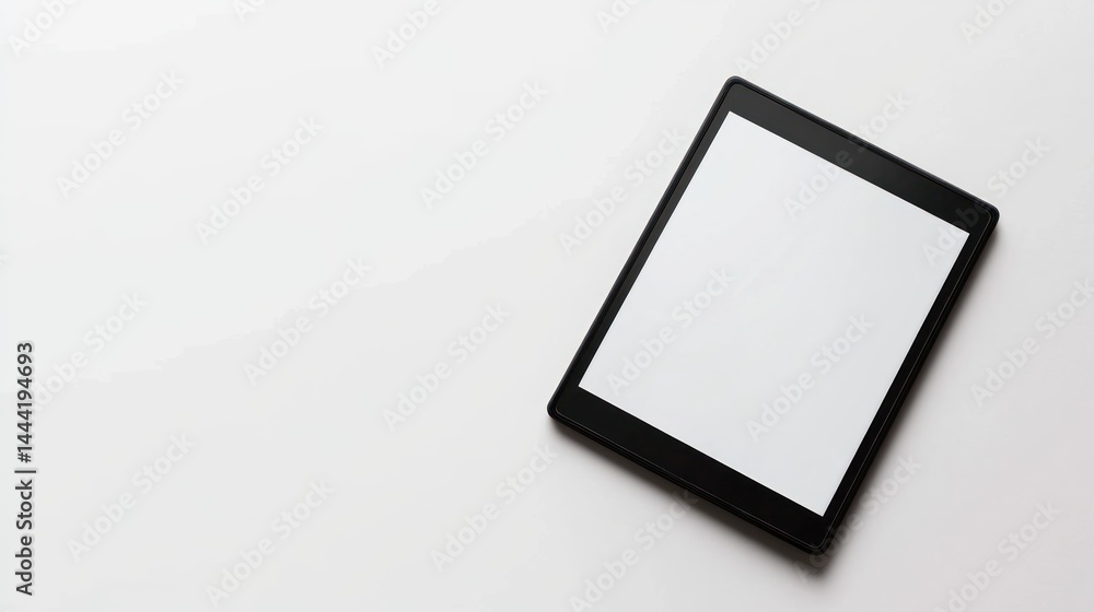 Poster digital e-reader with black border and minimal design on white background