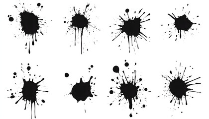 Vector Ink Splashes and Drops – Set of Hand-Drawn Blobs, Blots, and Spatters