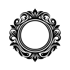 Elegant Black and White Floral Circular Frame Design