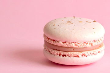 pink macaroon on white background