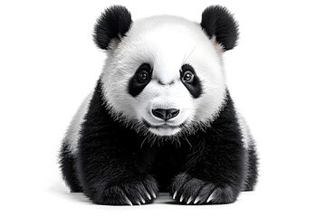 Fototapeta premium Giant Panda (18 months) - Ailuropoda melanoleuca in front of a white background.