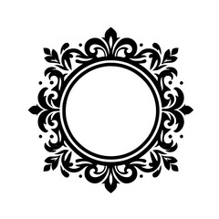 Elegant Black & White Ornamental Frame, Decorative Vector Element