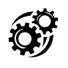 Gear Mechanism Logo: Black and White Cog Symbol