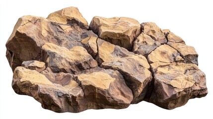 Dry desert rock cluster with natural cracks and crevices, isolated