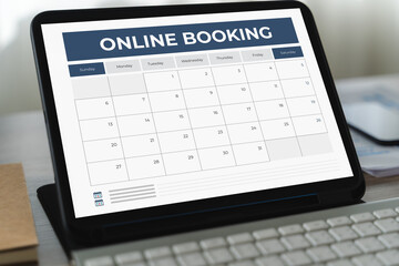 Booking Meeting Appointment Computer Online On digital tablet at office book appointment.