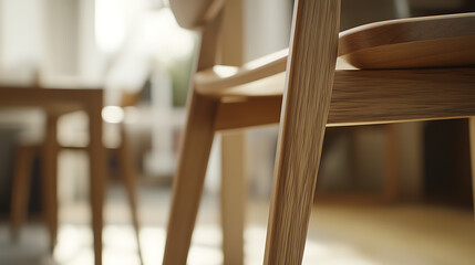 Close-up of a Wooden Chair in a Brightly Lit Room