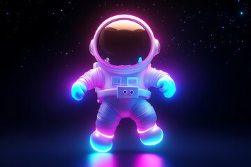Obraz premium Colorful astronaut in a glowing space environment, floating amidst stars and cosmic elements