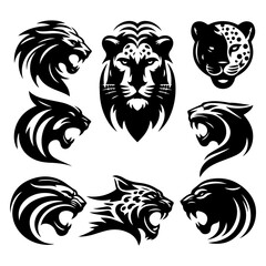 Intricate jaguar head line art with tribal influences, stylized vector template for tattoo parlors and apparel © vectorvovdesign