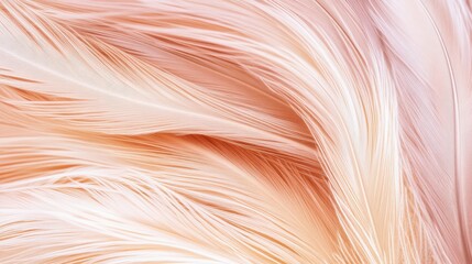 Soft, flowing textures of peach-colored feathers creating a serene and elegant background