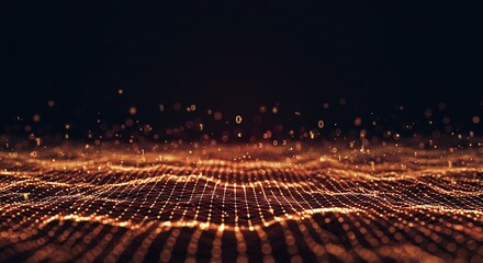 Abstract Network Grid with Binary Code Data Flowing