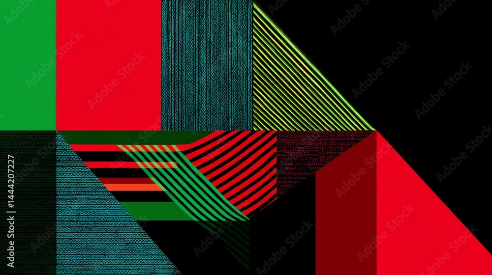Poster abstract geometric pattern with vibrant colors and textured surfaces design