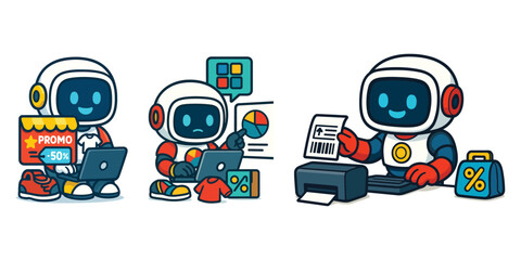 Robot Shopping Cart and Checkout Set