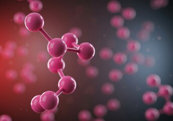 Red molecule structure on a dark background