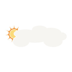 Sun and cloud weather. simple set clouds colored vector illustration