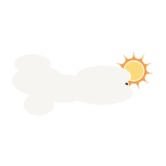 Sun and cloud weather. simple set clouds colored vector illustration