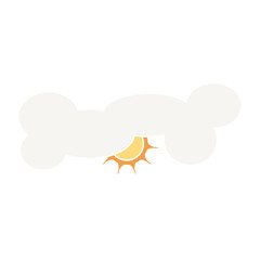 Sun and cloud weather. simple set clouds colored vector illustration