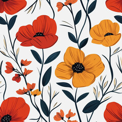 colorful watercolor of Beautiful floral Seamless Pattern featuring soft colors and various flowers white background

