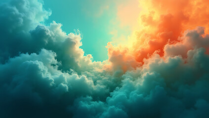Fototapeta premium This abstract cloudscape features vibrant atmospheric hues.