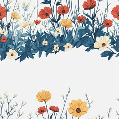 Naklejka premium colorful watercolor of Beautiful floral Seamless Pattern featuring soft colors and various flowers white background
