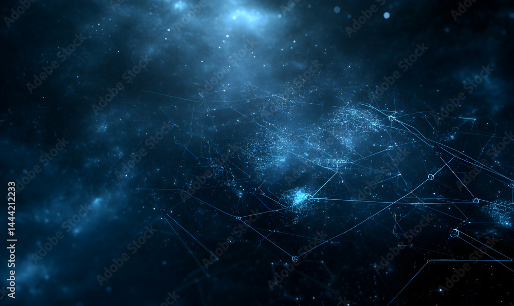 Poster abstract cosmic network connection. digital global network, futuristic technology background.