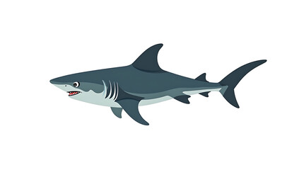 Naklejka premium cartoonize Great White Shark side View Isolated on white background