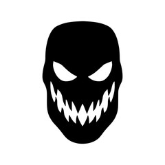 Evil Skull Icon - Black & White Vector