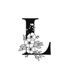 Elegant Floral Letter L Outline Design