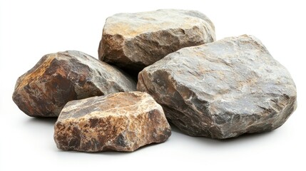 Obraz premium Eroded and smoothed massive desert stones, placed on white