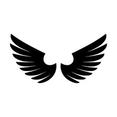Obraz premium Black Wings Icon - Flight Symbol