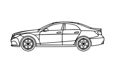 Fototapeta premium Luxury Car Outline - Vehicle Design Vector