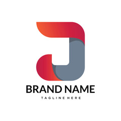 j abstract gradient typography letter logo design