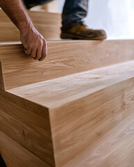 Craftsman Installing Wooden Staircase