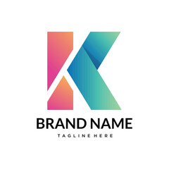 k abstract gradient typography letter logo design