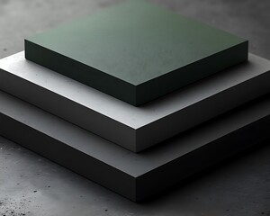 Stacked square platforms, dark tones