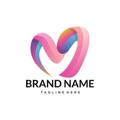 m abstract gradient letter logo