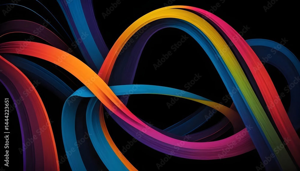 Aufkleber colorful ribbons intertwining against a dark background creating a dynamic and vibrant composition