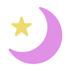 Obraz premium Stylized crescent moon and star illustration conveying peaceful night vibes