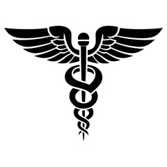 Caduceus silhouette Design - paramedic clipart vector illustration