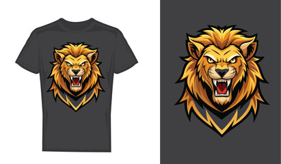 Angry Lion T Shirt Design Vector Illustration