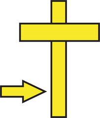 yellow road sign with arrow