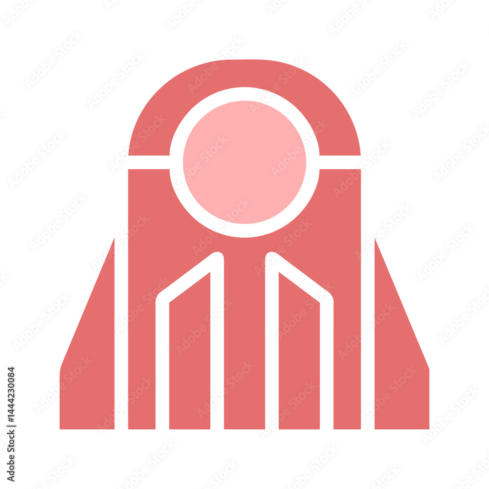 Poster abstract geometric structure featuring symmetrical composition and muted colors