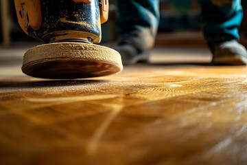 Wood Floor Sanding with Orbital Sander