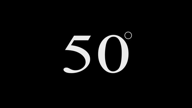 50 degree view icon animation, icon 50&deg; animation with optional llama matte.Black background .