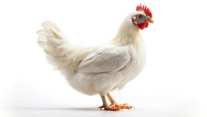 Fototapeta premium White Hen Bokeh, Elegant Poultry Photography, Bird Studio Shot, Soft Focus Feather Detail