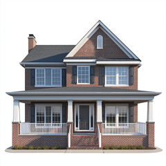 Classic suburban house in 3D,