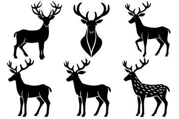 set of deer silhouettes